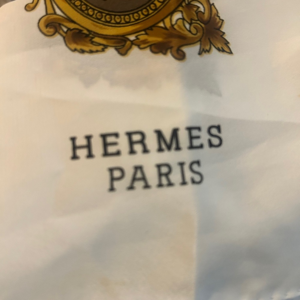 Hermes Gold and Brown Emblem Scarf - Picture 7 of 9
